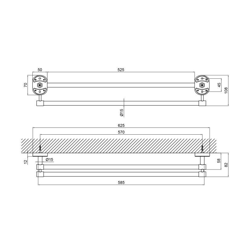 Держатель для полотенец в ванную Lidz (CRM) 114.01.02 65 см Киев - изображение 2