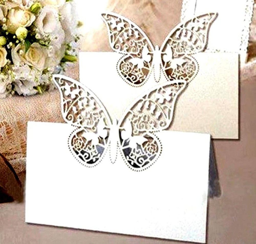 Картки для гостей з метеликами 10 штук 9 на 8 см білий Київ - фото 2