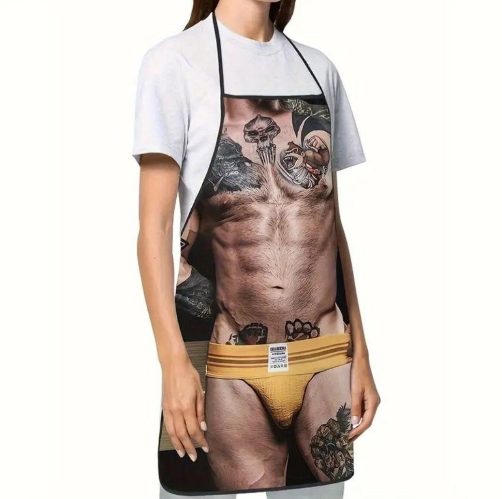 Фартух з приколом чоловічий ефектний принт торс кухонний для гриля пікніка та кухні Київ - фото 7