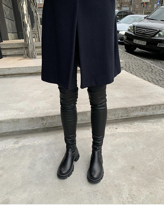 Zemira Ботфорти жіночі ZEMIRA чорні натуральна шкіра зима висота 58см обхват гомілки 34-40см (Б Коломыя - изображение 5