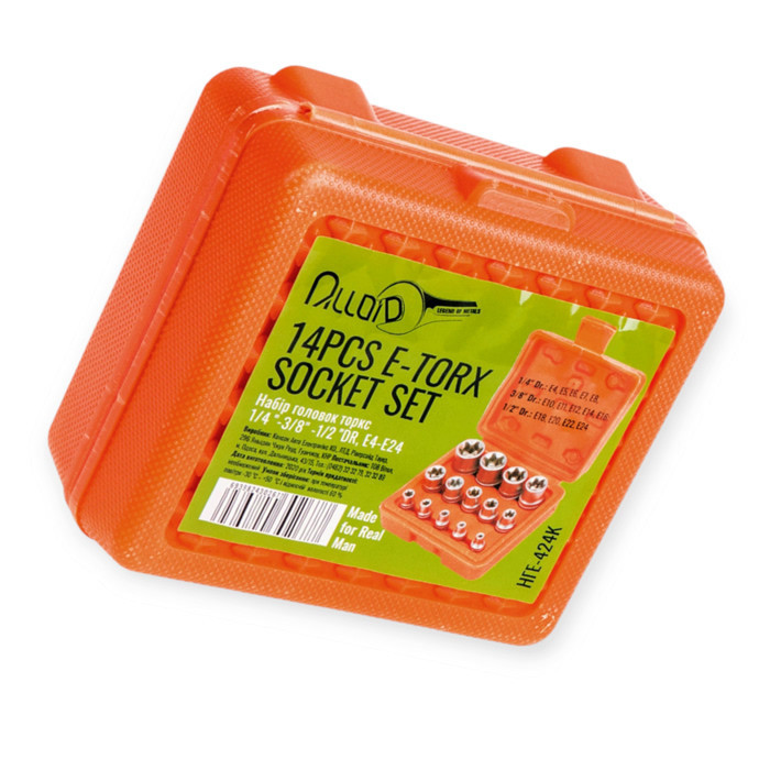 Набір головок TORX 1/4", 3/8", 1/2" 14шт, Е4-Е24 CrV (пластиковий кейс) ALLOID Мукачево - фото 3