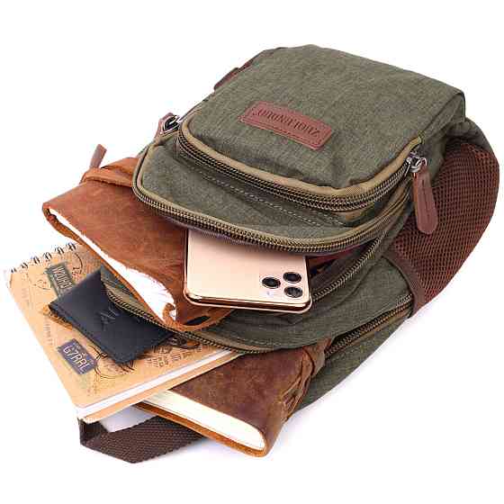 Практичний рюкзак з поліестру з великою кількістю кишень Vintage 22145 Оливковий Київ