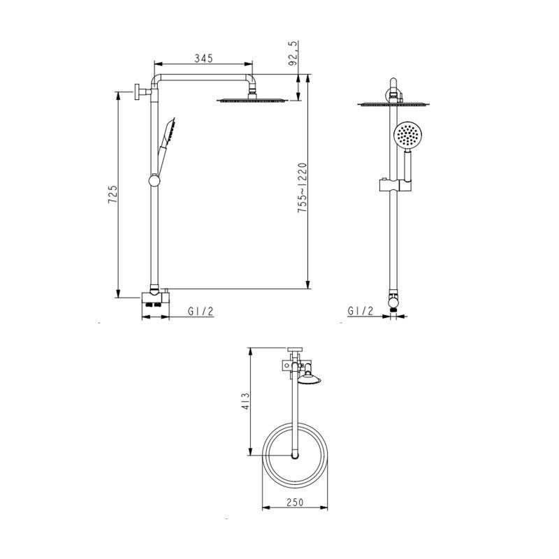 Душевая стойка универсальная Lidz Aria 1120 Nickel на два потребителя из нержавеющей стали Харьков - изображение 2
