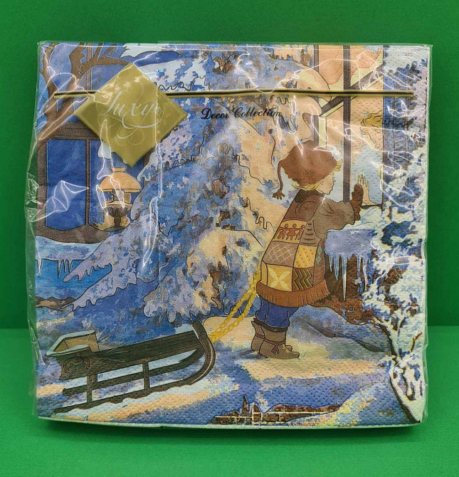 Новогодняя бумажная салфетка (ЗЗхЗЗ, 20шт) LuxyНГ За окном (848) (1 пачка) Харьков - изображение 1