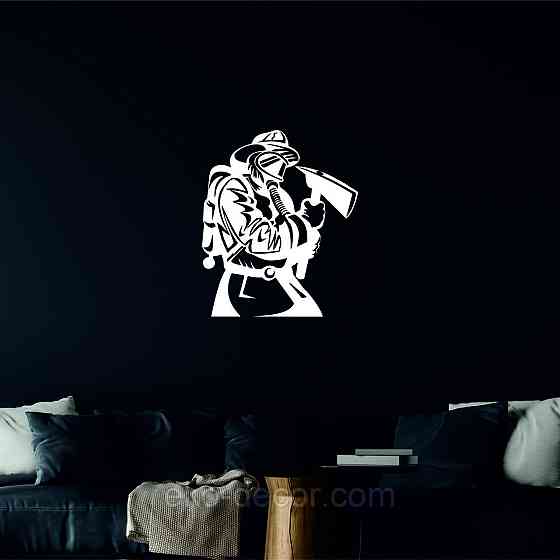 Декоративне настінне Панно  «Пожежник» , Декор на стіну 50*41 см, Білий Київ