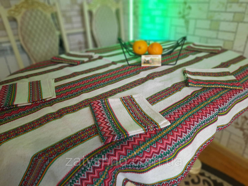 Скатерть с салфетками вышитая красная Киев - изображение 7