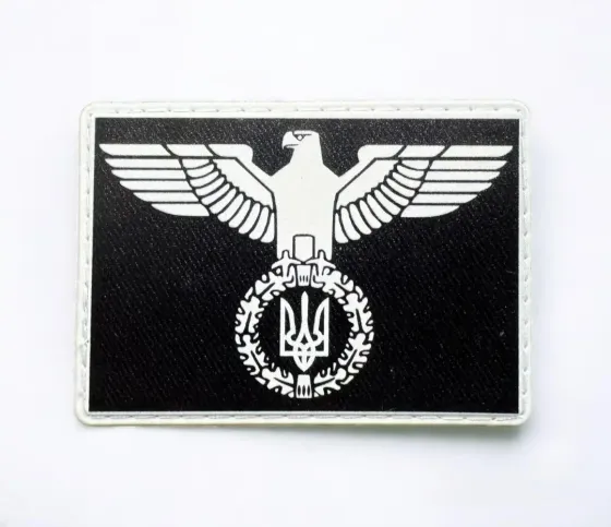 Патч / шеврон Український Орел на Службі Честі Чорно-білий (біла рамка) Запоріжжя