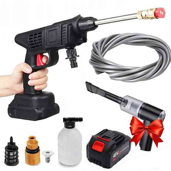 Мийка високого тиску 30В + Подарунок Автомобільний пилосос Vacuum cleaner / Міні мийка акумуляторна Київ