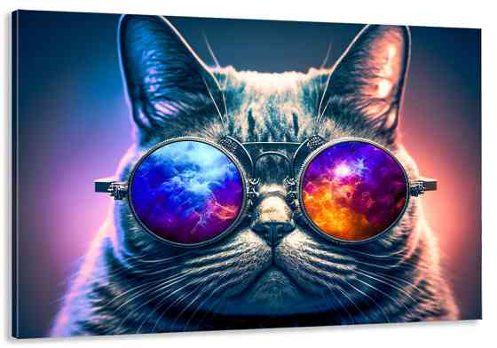 Картина холст у вітальню / спальню   Кіт в окулярах     MLP_79 ( 60х30см ) 60x100 см Київ