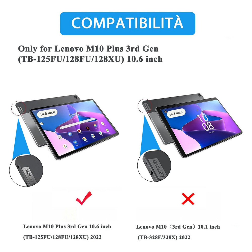 Клавиатурный чехол для Lenovo Tab M10 Plus (3rd Gen) Черный Bluetooth QWERTY съемная клавиатура 10.6