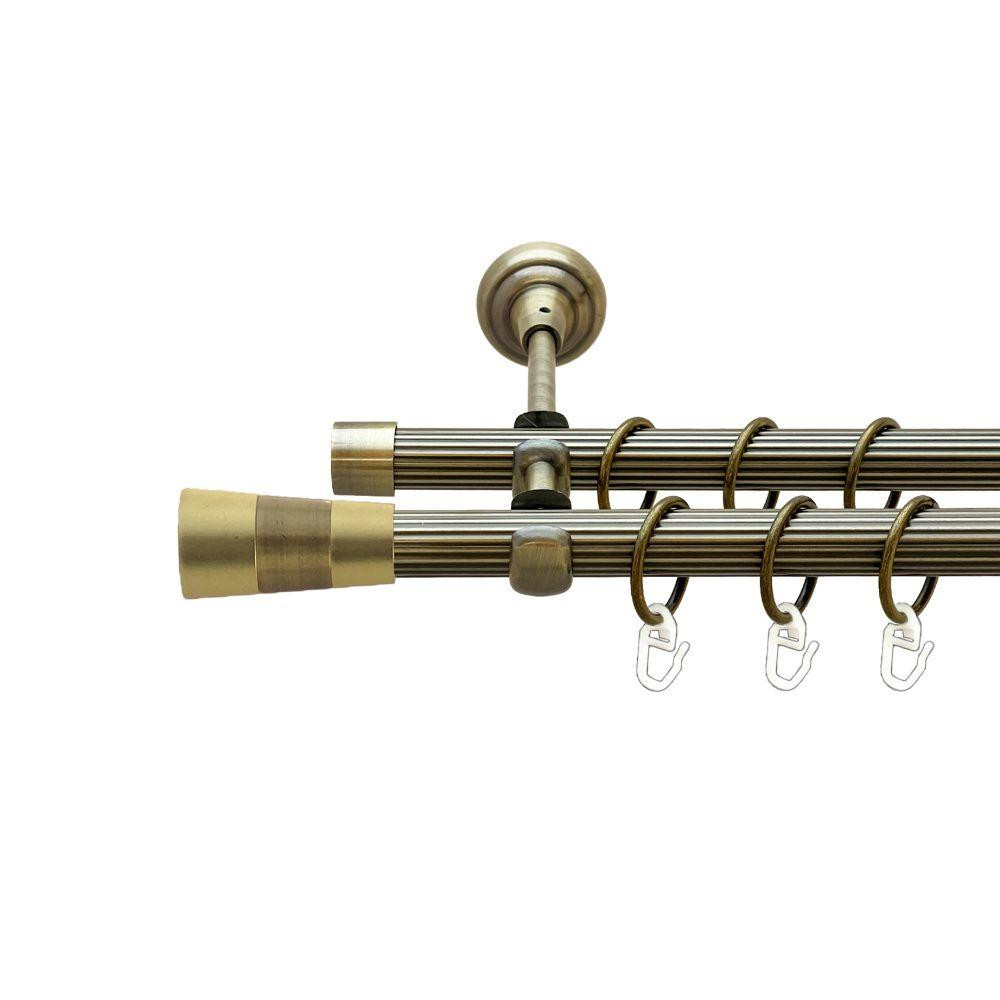 Карниз Orvit Валео металевий дворядний відкритий рифлена труба кільце металеве Антик 19\19 мм 240 см Львов - изображение 1