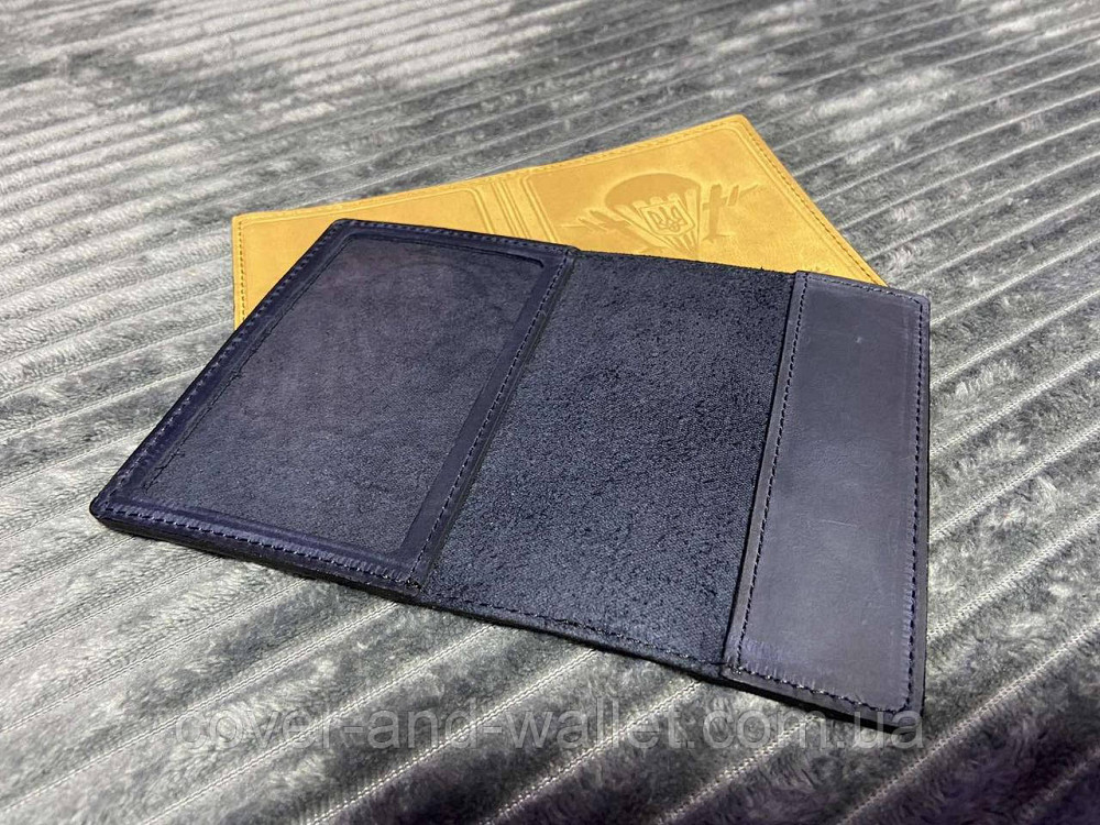 Обкладинка на військовий квиток синього кольору ДШВ (десантно-штурмові війська) з натуральної шкіри Puos Київ - фото 2