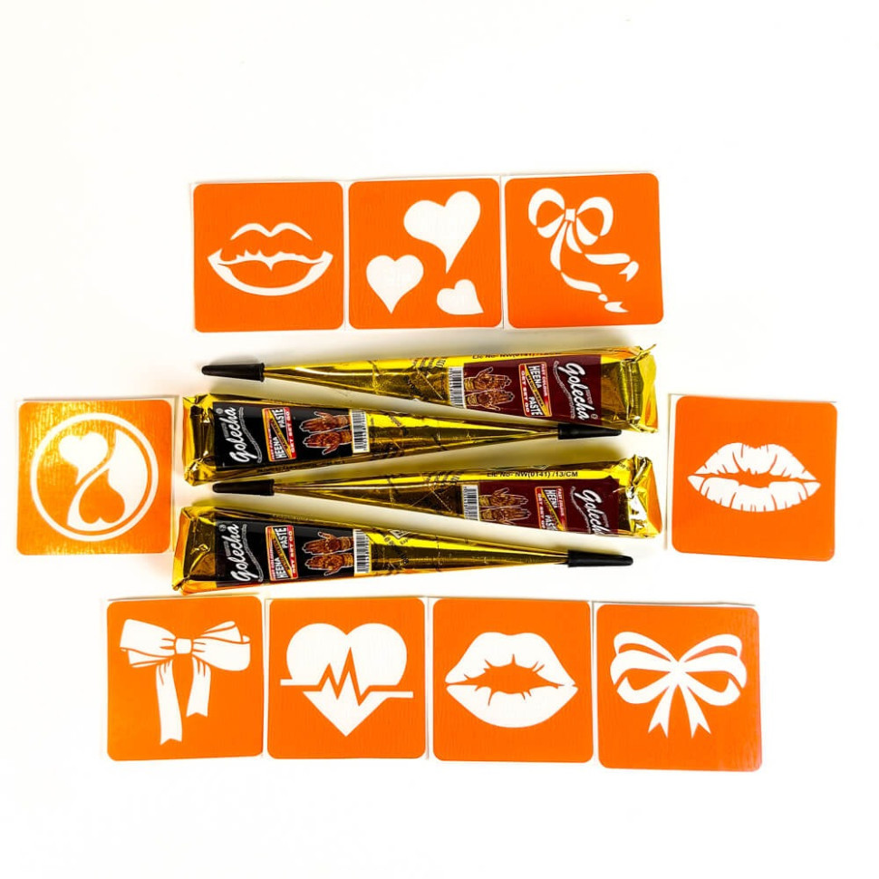 Набір хни з трафаретами для біо-тату №10 henna-set-10, 9 трафаретів Вінниця - фото 2