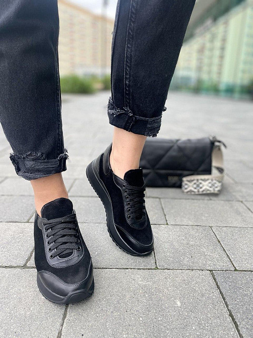 Mermaid Кросівки жіночі Mermaid чорні шкіра + замша весна-осінь (5155) Коломия - фото 7