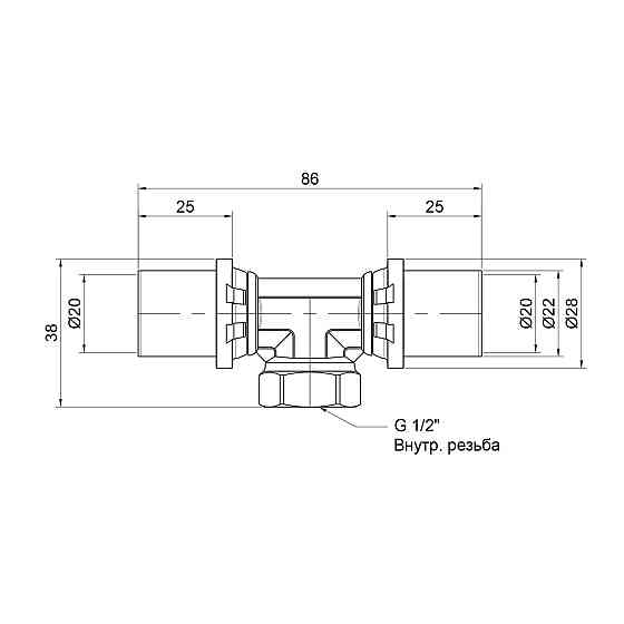 Трійник прес Icma 20х1/2"х20 ВР No408 Київ