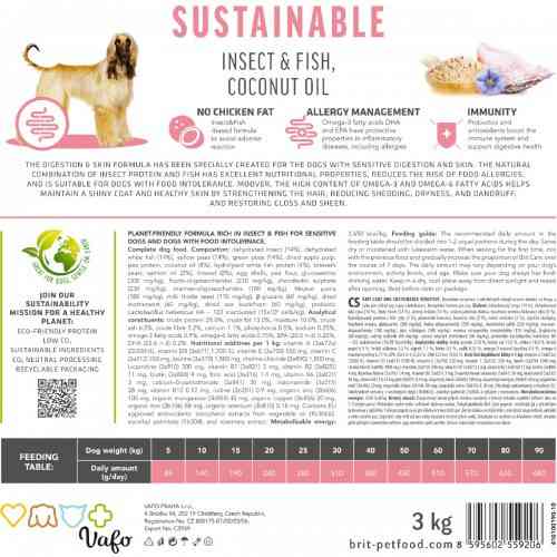 Сухий корм Brit Care Dog Sustainable Sensitive для собак з чутливим травленням, з рибою та комахами, 3 кг Київ