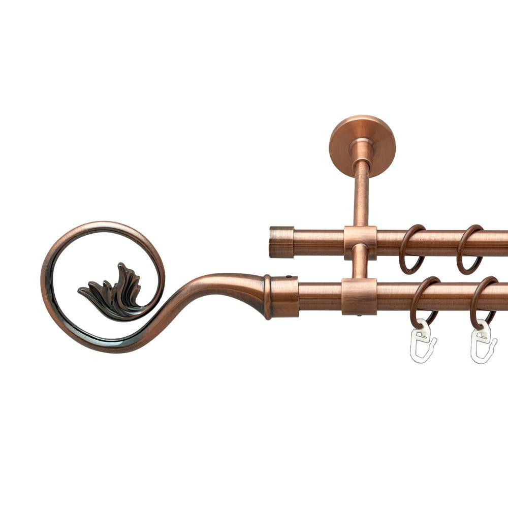 Карниз Orvit Ніка металевий дворядний закритий гладка труба кільце металеве Мідь 16\16 мм 300 см (00-00019921) Львів - фото 1