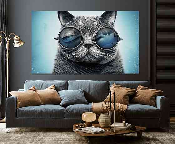 Картина холст  в гостиную / спальню  Кіт в окулярах    MLP_111 80x120 см Киев