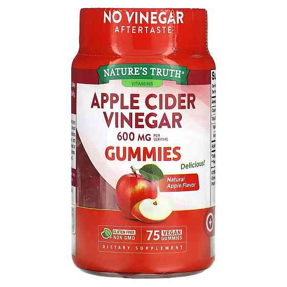 Яблучний оцет Nature's Truth Apple Cider Vinegar 600 мг 75 жувальних цукерок вишня Київ