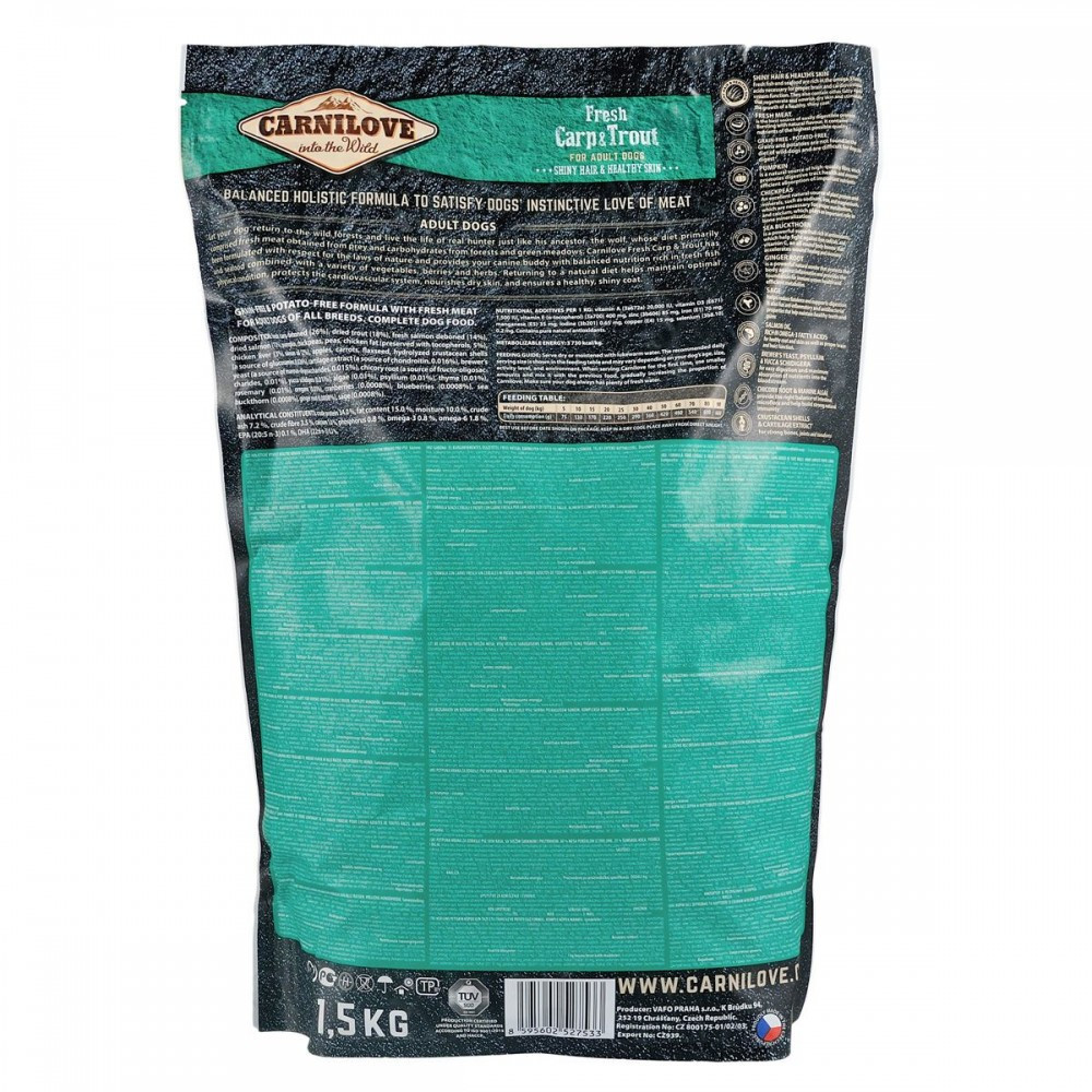 Сухой корм Carnilove Fresh Carp & Trout для взрослых собак всех пород, рыба, 1,5 кг Винница - изображение 2