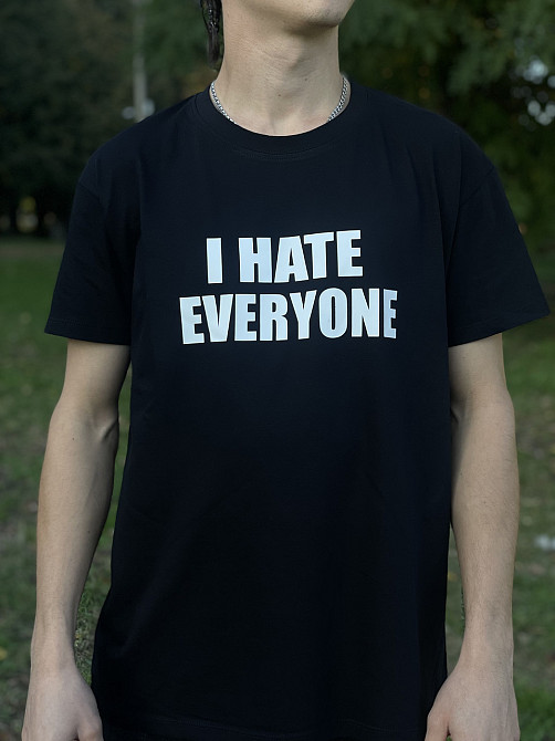 Бунтарська футболка з принтом "I HATE EWERYONE" Чернівці - фото 1