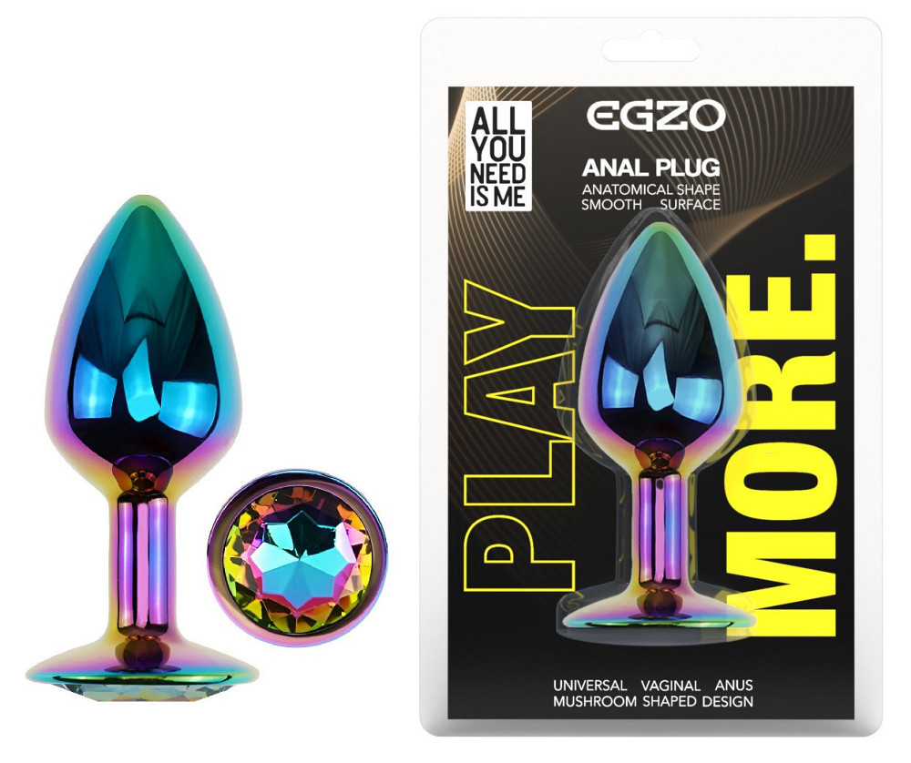 Анальна пробка з кристалом EGZO - Multicolor Round Plug Rainbow size S Sex Aura Київ - фото 1