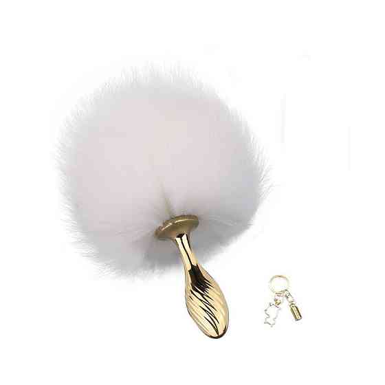 Металева анальна пробка Крихітний хвіст LOCKINK SEVANDA White Bunny-Tail Anal Pear-shape Plug Sex Aura Київ