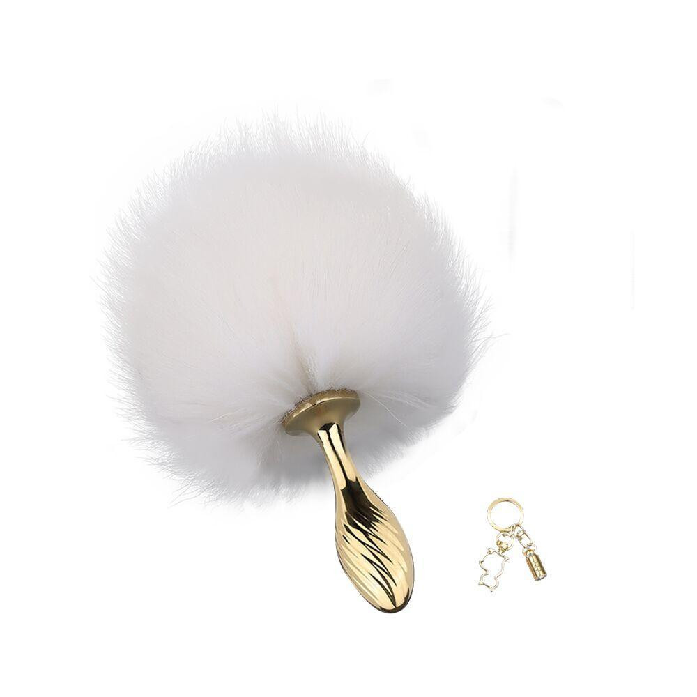 Металева анальна пробка Крихітний хвіст LOCKINK SEVANDA White Bunny-Tail Anal Pear-shape Plug Sex Aura Київ - фото 1