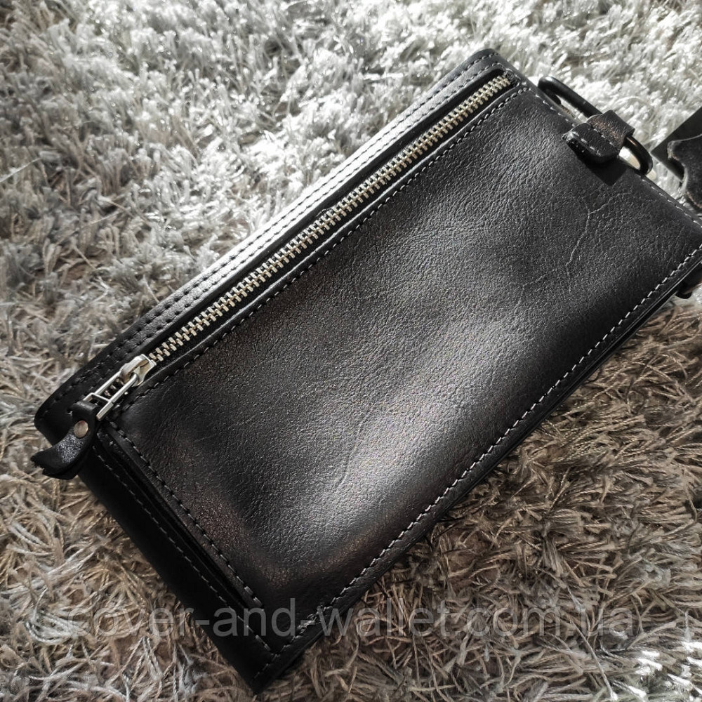 Маленькая мужская вертикальная сумка кошелек через плечо Grande Pelle Киев - изображение 6