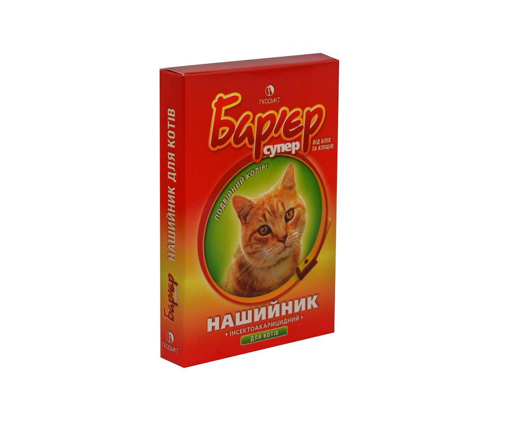 Нашийник інсектоакарицидний Бар’єр супер для котів (червоний/жовтий) 35 мл Продукт Київ - фото 2