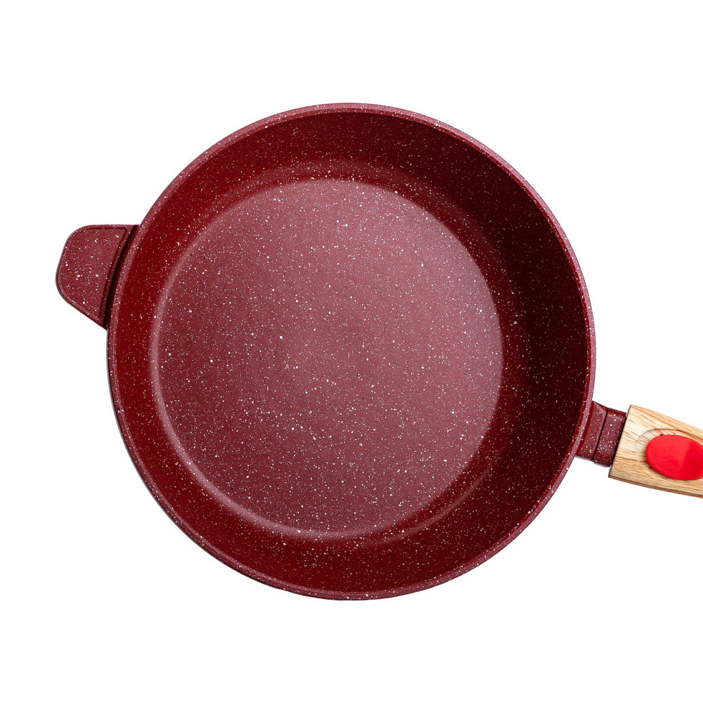 Глибока алюмінієва сковорода з кришкою Ø 26 см, червона Київ - фото 8