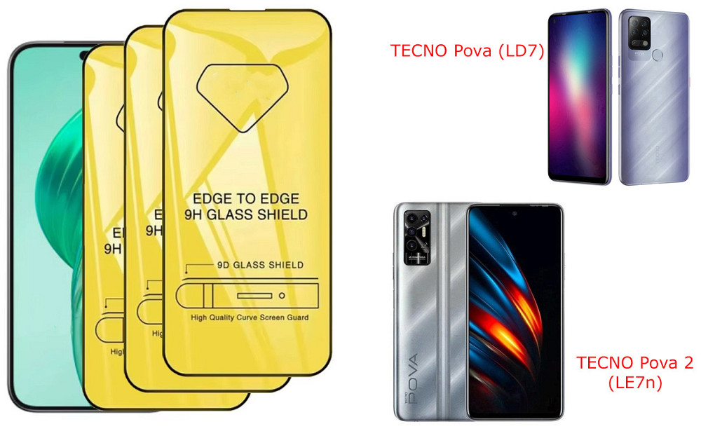 Защитное стекло DefenzoGlass для TECNO Pova (LD7), Pova 2 (LE7n) – двойная прочность Киев - изображение 1