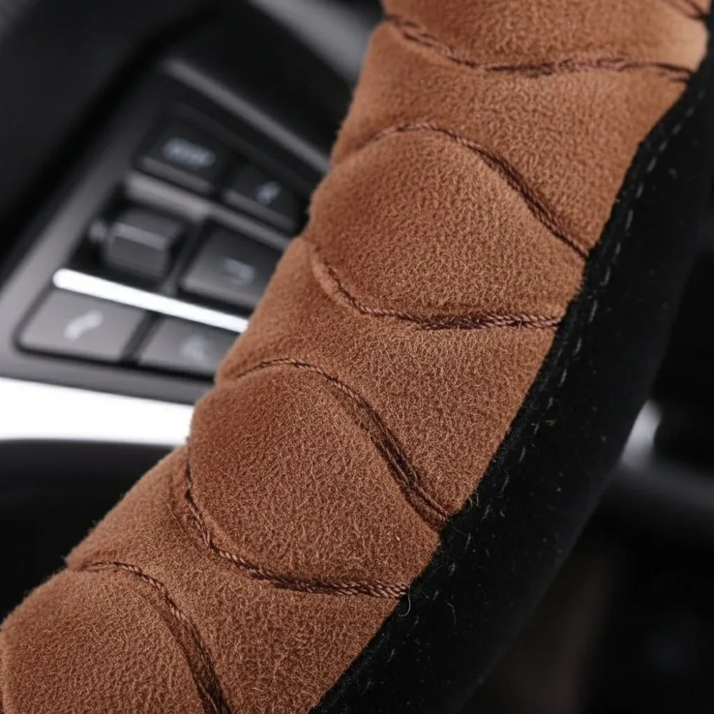 Плюшевая оплётка для руля 37 см чёрно-коричневая Киев - изображение 5