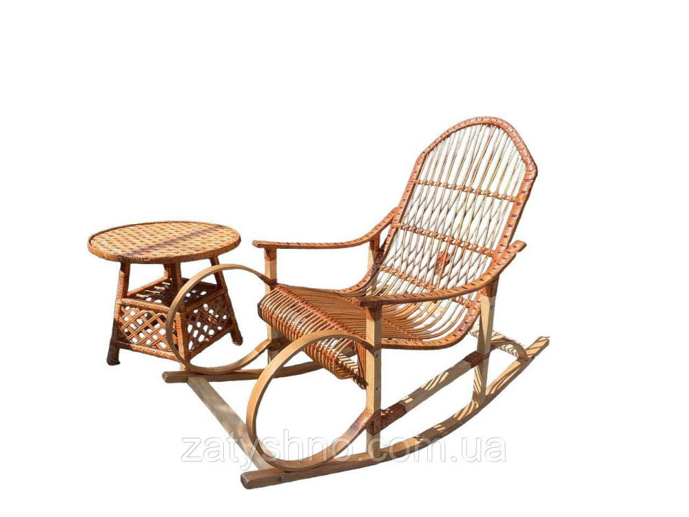 Крісла гойдалки плетені із лози зі столом Київ - фото 1