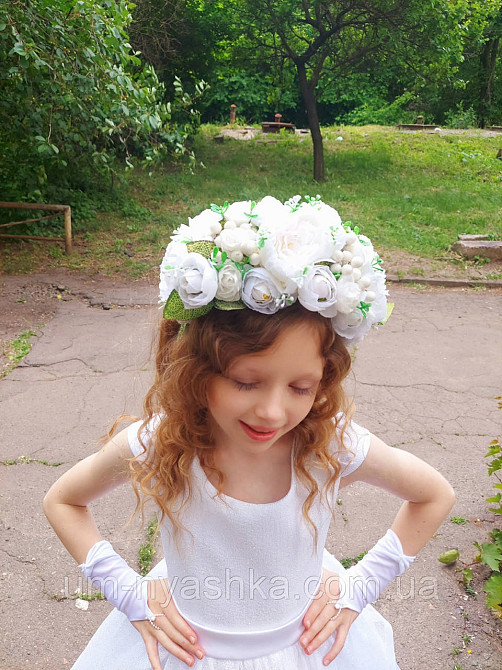 Ободок обруч с цветами Пионы большой белый Кривой Рог - изображение 5