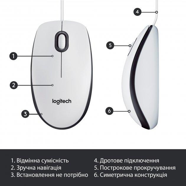 Миша Logitech Mouse M100 White (6853363) Киев - изображение 4