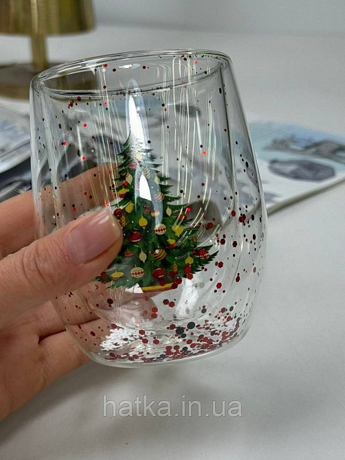 Кухоль чашка подвійне скло Olens "Проздній ялинок" 330 мл Ручне миття 102-1178 Київ - фото 4