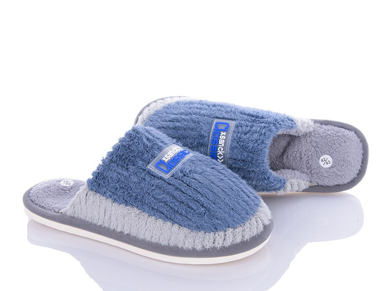 Чоловічі домашні капці махра закритий носок синій сірий Одеса - фото 3