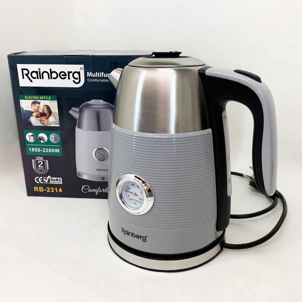 Чайник электрический с датчиком температуры Rainberg RB-2314 2200Вт 1.7л Gray JA-53 Львов - изображение 17