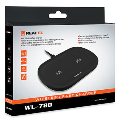 Зарядний пристрій REAL-EL WL-780 black (EL123160020) Вінниця - фото 1