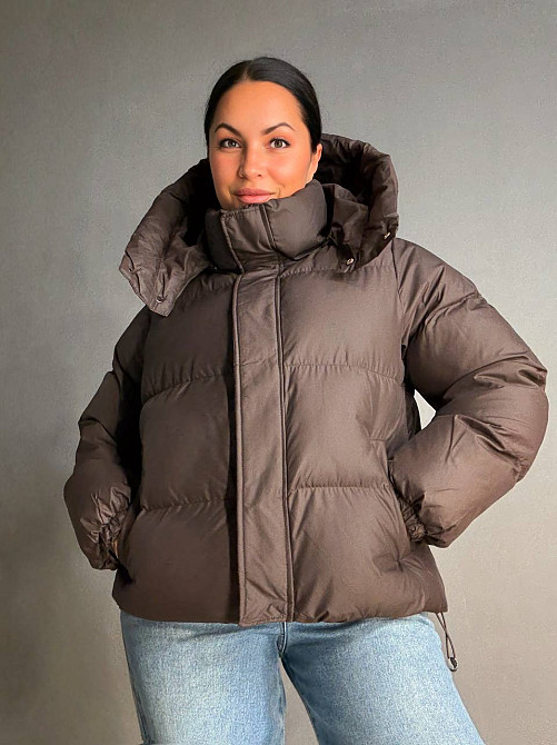 Куртка жіноча Lady Yep 10005 дута пуффер з капюшоном коричнева, коричневий, 46 Київ - фото 13
