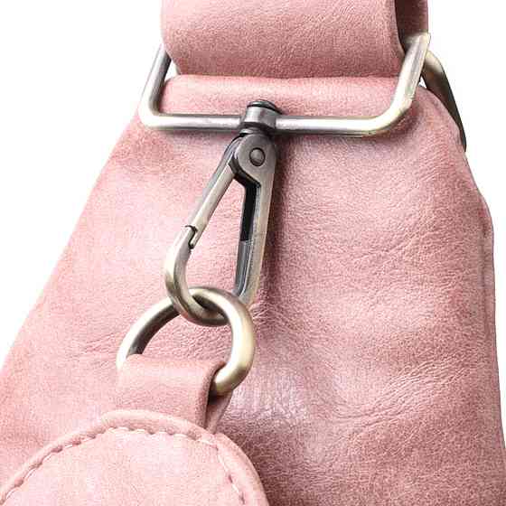 Жіноча сумка з акцентом на текстильну лямку з гладкої екошкіри Vintage 22772 Рожевий Київ