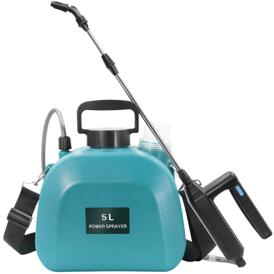 Ручний обприскувач акумуляторний на 5 літрів наплічний портативний для саду і городу садовий пластиковий бірюзовий Кам'янець-Подільський