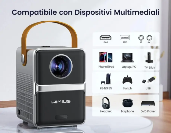 Проектор Wimius P61 мини для домашних кинотеатров с Wi-Fi Bluetooth 280 ANSI 1080P электрическая фокусировка Киев