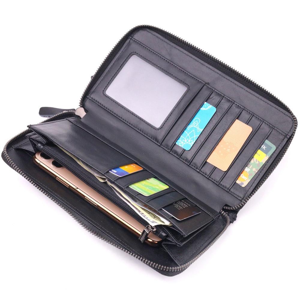 Оригінальний чоловічий клатч з натуральної гладкої шкіри Чорний (Vintage) Київ - фото 1