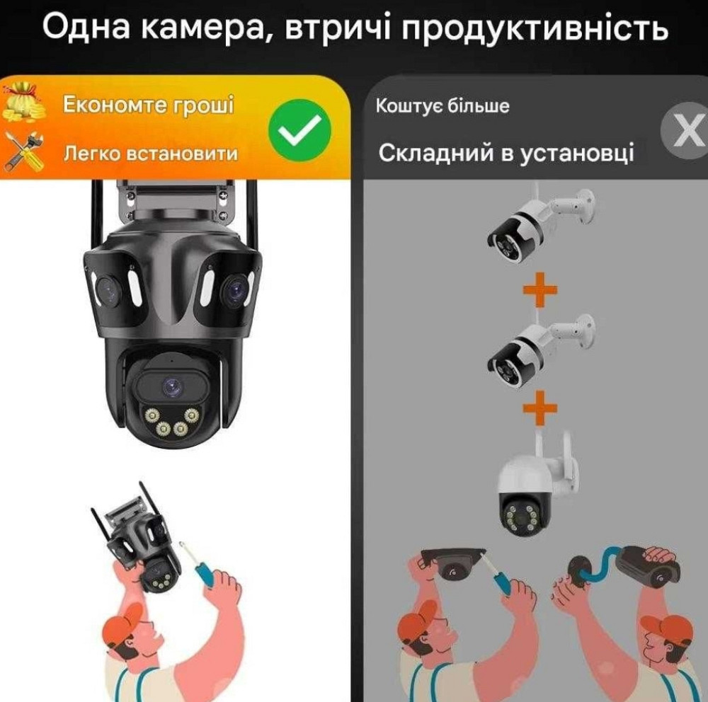 Супер камера відеонагляду 3в1 BESDER XM85 Wi-Fi 12 МП ICSEE вулична. Харків - фото 6