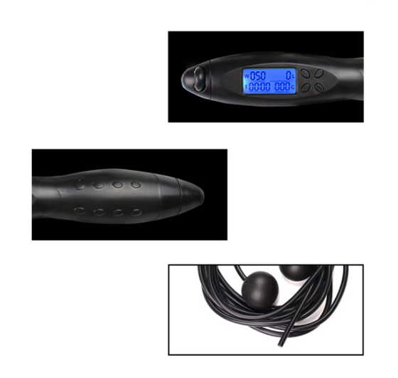 Скакалка розумна, цифрова з електронним лічильником регульована для фітнесу, колір чорний Кам'янець-Подільський