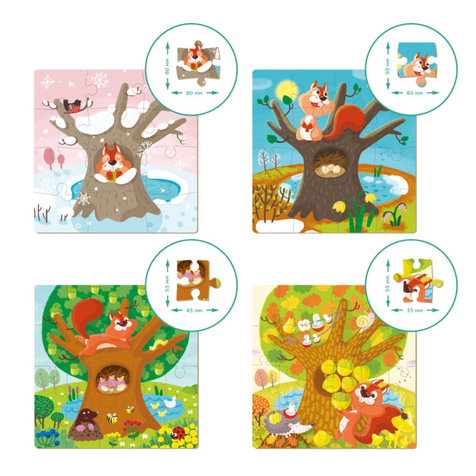 Дитячий набір пазлів "Пори року" DoDo 300125, 4 в 1 Вінниця - фото 4