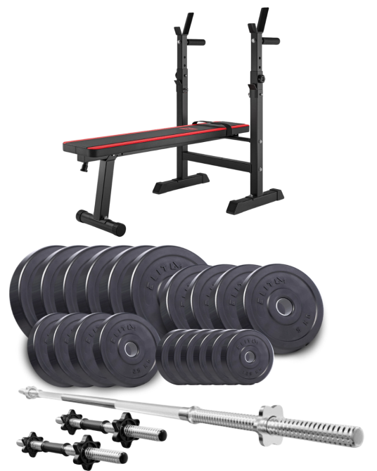 Набір Elitum Titan 109кг з лавою HS-1080, штангою та гантелями Киев - изображение 1