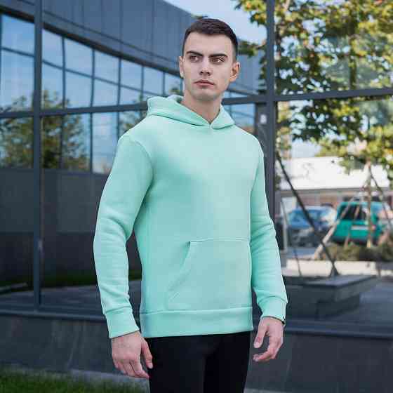 Тепле чоловіче худі на флісі з капюшоном ментолове Pobedov 007 ЗИМА Київ